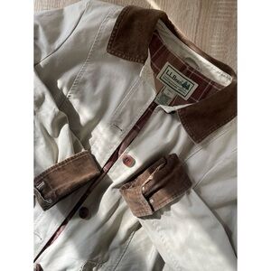 Vintage 90s L.L. Bean Tan Barn Jacket with Brown Corduroy sz large